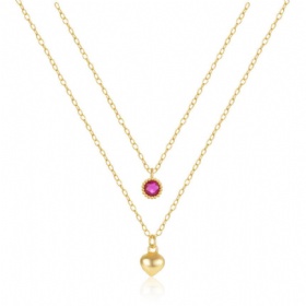 Double Layer Heart Gems Necklace