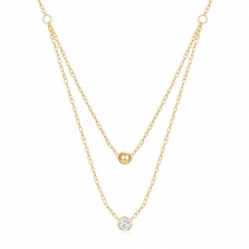 Double Layer Single Diamond Bead Necklace