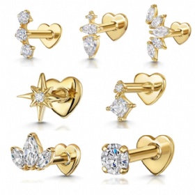 Geometric CZ Piercing Earring Set