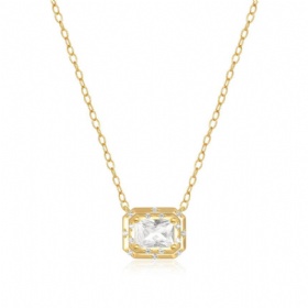 Rectangular Diamond Pendant Necklace