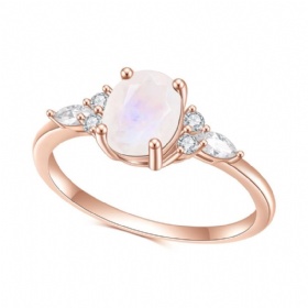 Oval Moonstone Ring with CZs