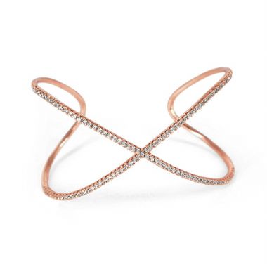 Rose Gold Diamond X Cuff Bracelet