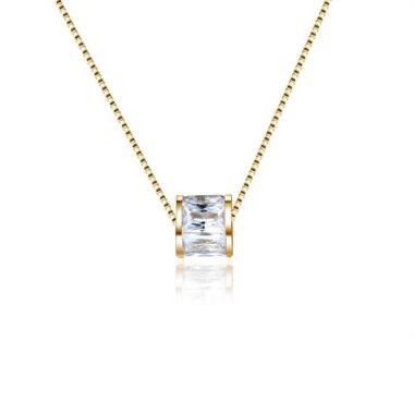 Single Cubic Zirconia Rectangular Necklace