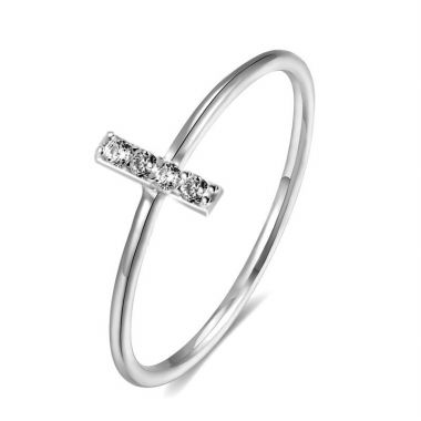 One-line Shape Zircon Ring