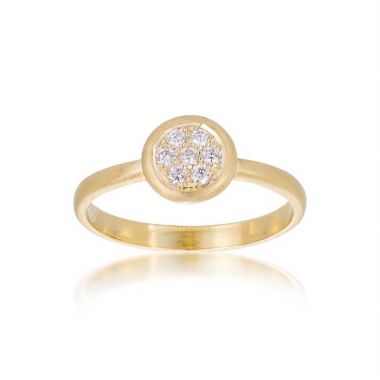 Round Paved Diamond Gold Ring