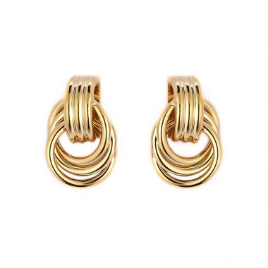 Gold Triple Geometric Earrings
