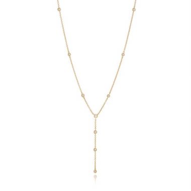 Diamond Bezel Set Y-drop Necklace