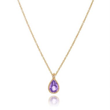 Teardrop Amethyst and Diamond Necklace