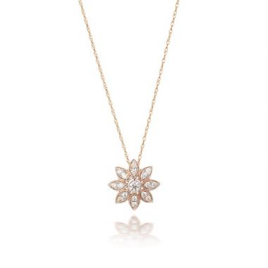 Flower Shaped Diamond Pendant Necklace